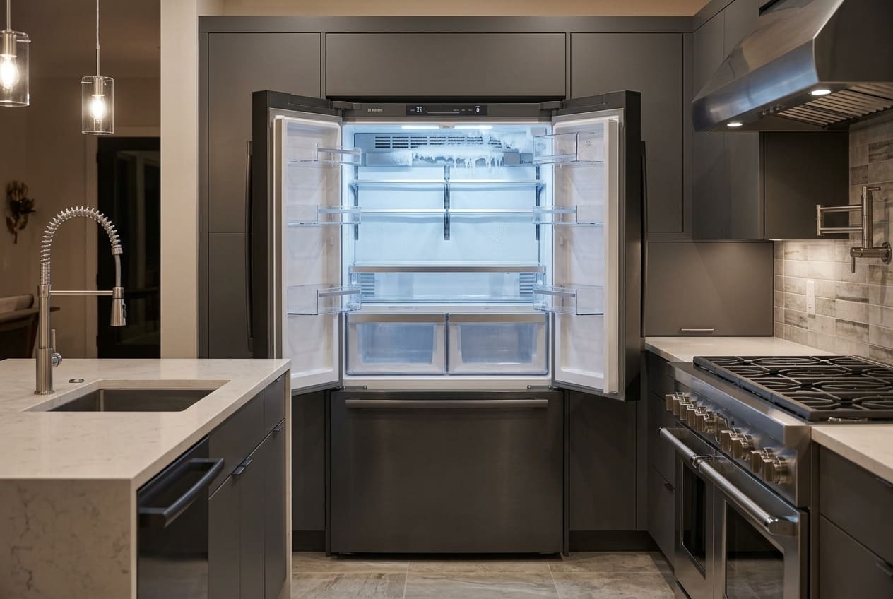 Bosch 800 Series refrigerator fresh food compartment with blocked air vents example 