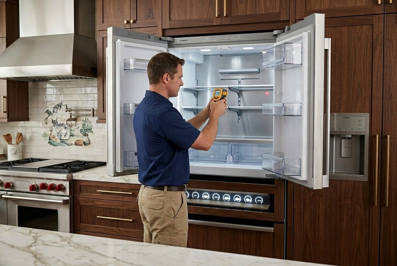 Bosch refrigerator temperature controls during 800 Series troubleshooting service 