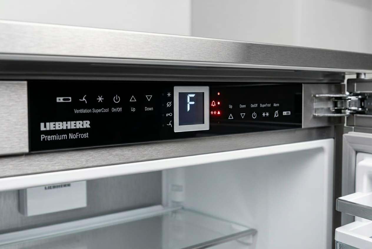 Liebherr freezer control display with F error warning 