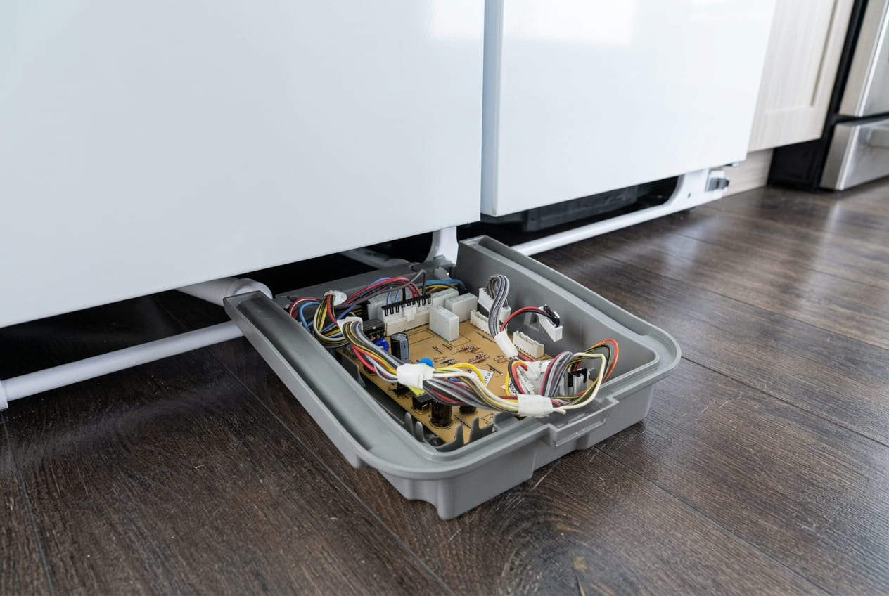 Liebherr freezer wiring harness inspected for loose or damaged connection after F error